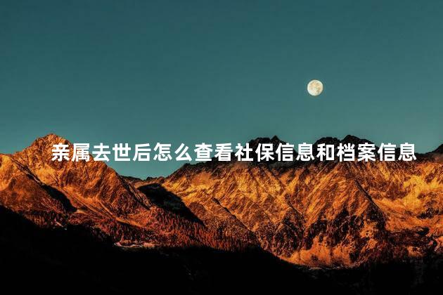 亲属去世后怎么查看社保信息和档案信息