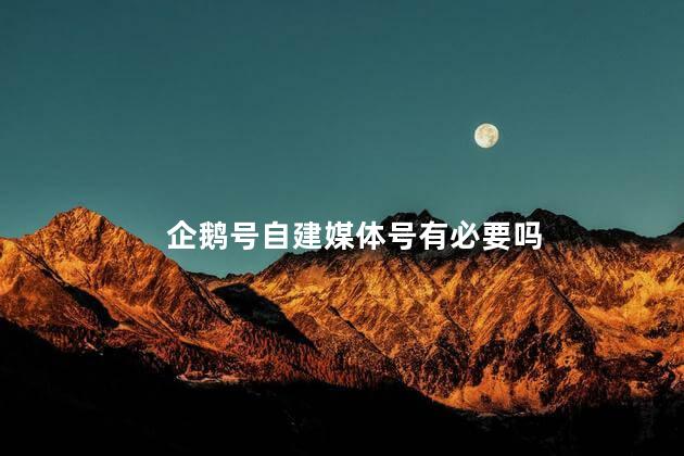 企鹅号自建媒体号有必要吗