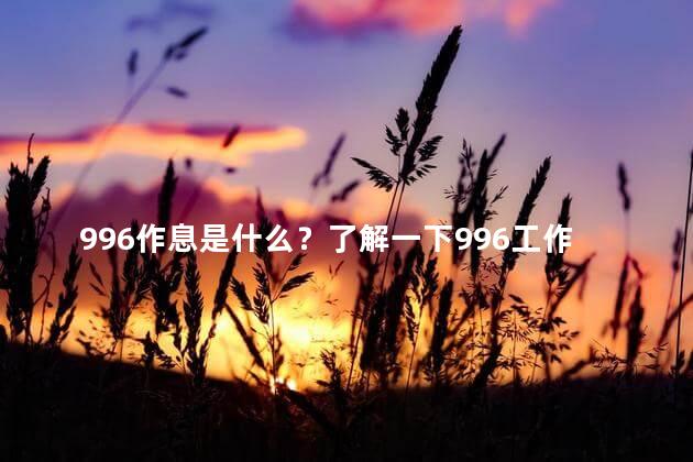 996作息是什么？了解一下996工作制是什么